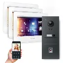 GOLIATH Hybrid 2-Draht BUS Videosprechanlage Anthrazit 3x7" Weiß Fingerprint
