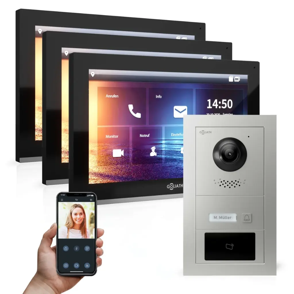GOLIATH Hybrid IP Türsprechanlage 3x 10 Zoll HD Unterputz 