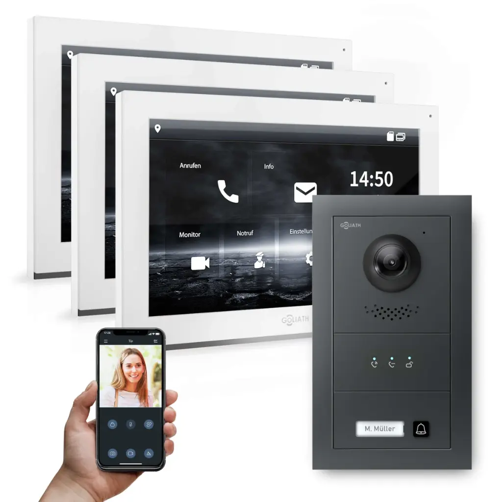 GOLIATH Hybrid IP Video Türsprechanlage Anthrazit 1 Fam Set