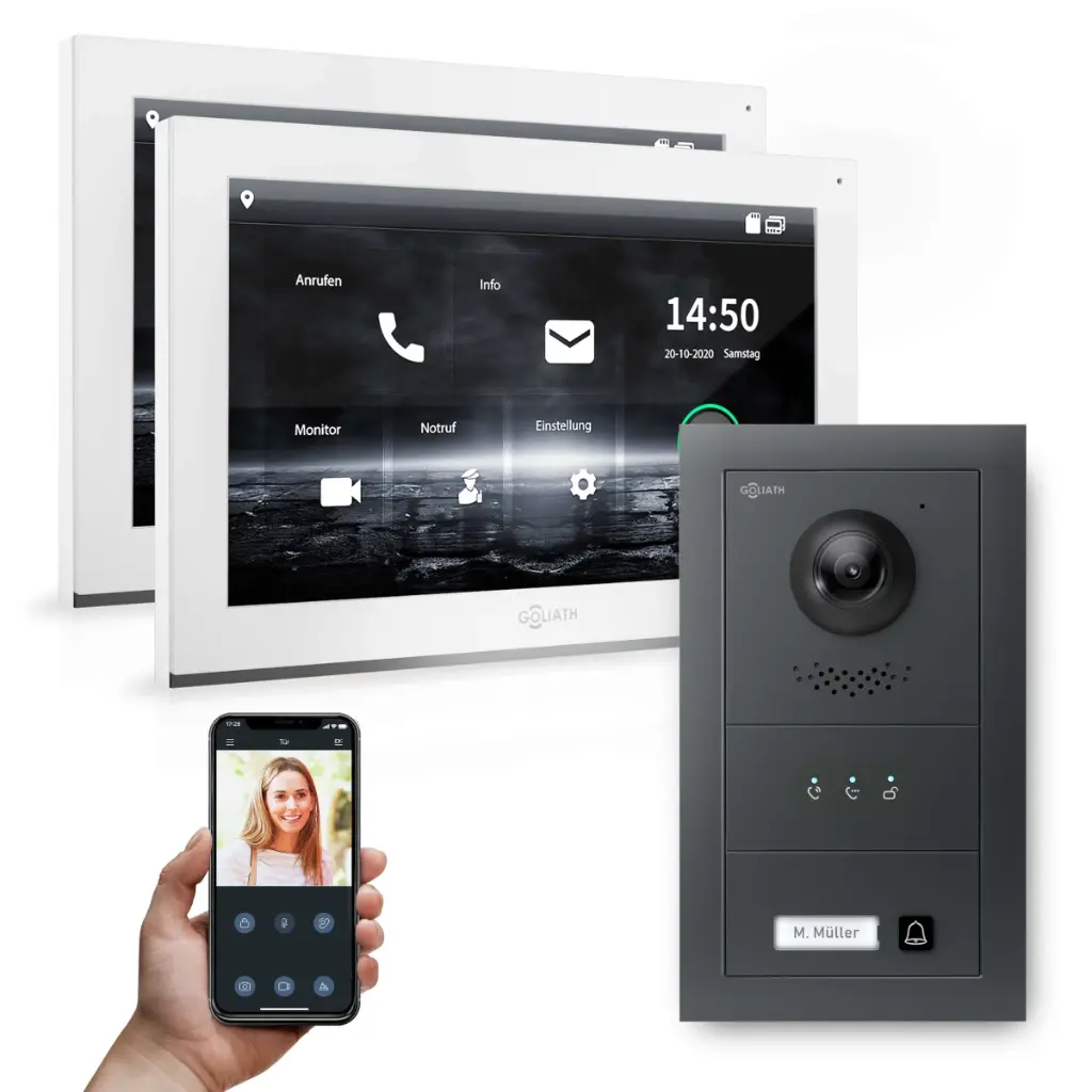 GOLIATH Hybrid IP Video Türsprechanlage 1-Fam 2x 10" HD 180° Kamera