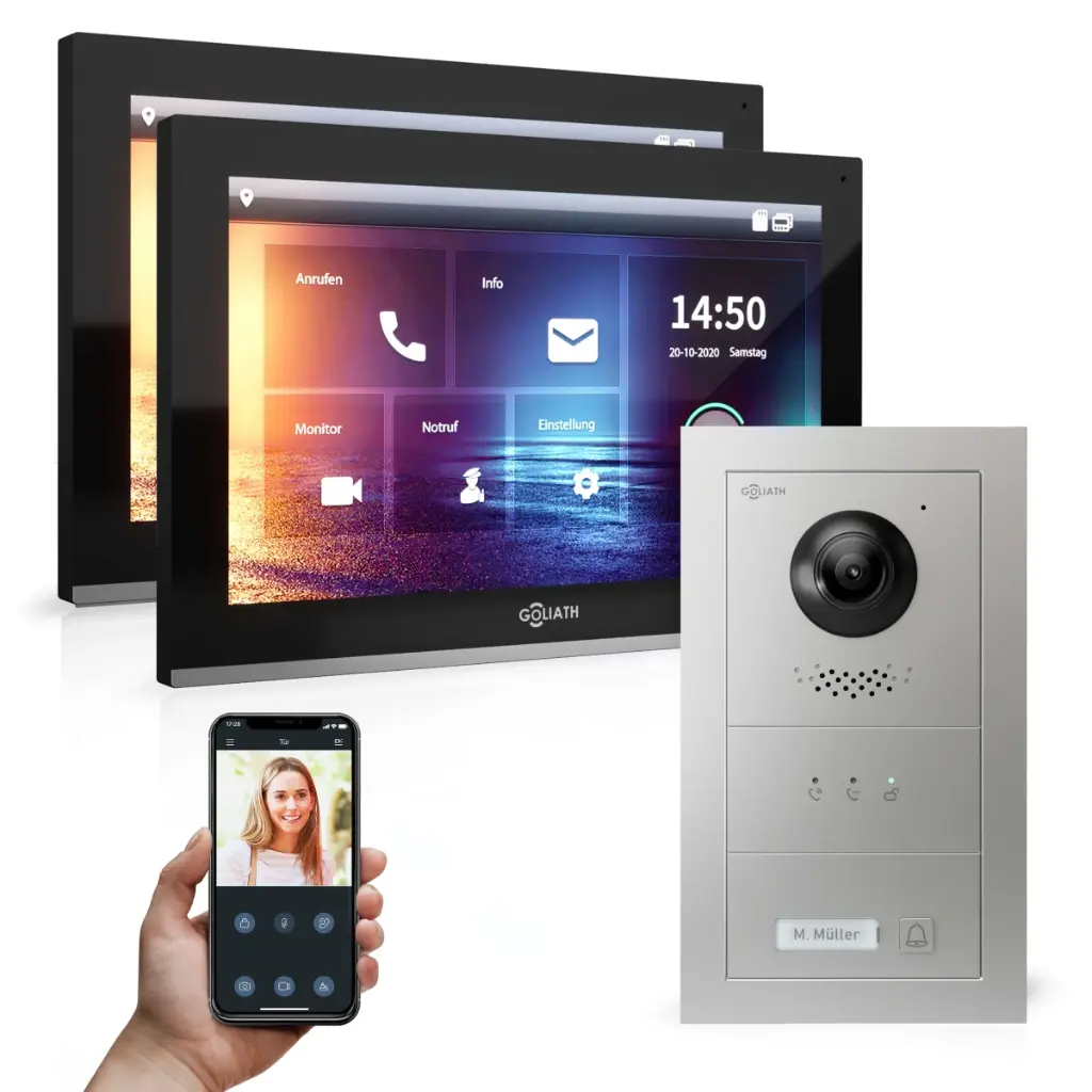 GOLIATH Hybrid IP Video Türsprechanlage 1-Familienhaus Set 2x 10 Zoll HD