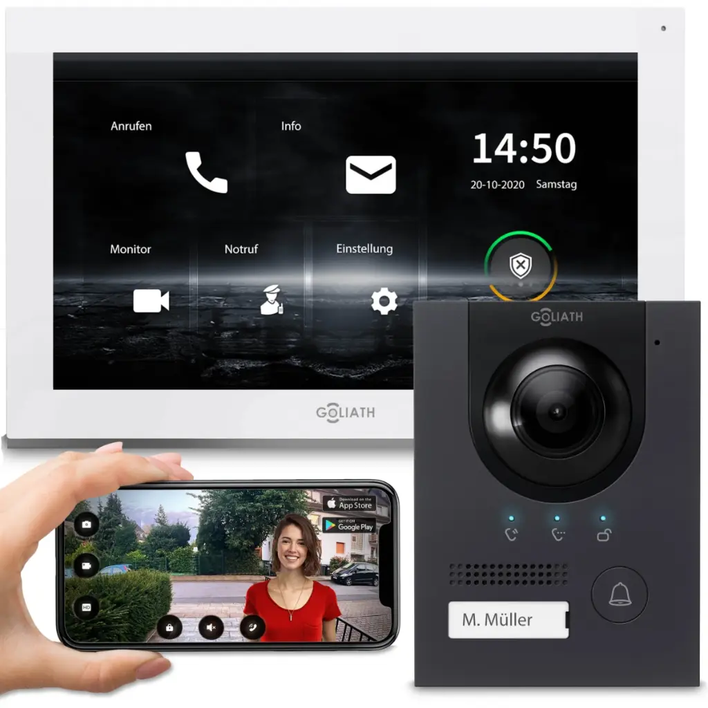 GOLIATH Hybrid IP Video Türsprechanlage mit App Anthrazit 1-Familie 10 Zoll 