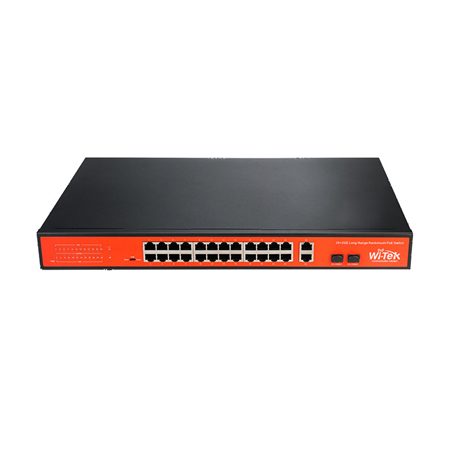 Nicht verwalteter PoE-Switch mit 24 PoE + 1 RJ45 Gigabit + 1 Combo Gigabit