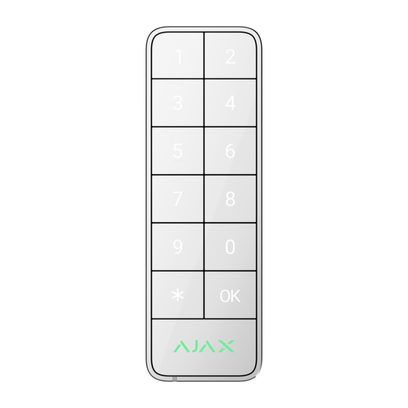 Ajax Fibra KeyPad Outdoor, Weiß, Kabelgebundene Tastatur für Innen- und Außenbereich 