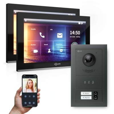 GOLIATH Hybrid IP Türsprechanlage mit Anthrazit 2-Fam 2x 10" HD 