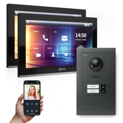 GOLIATH Hybrid IP Video Türsprechanlage Anthrazit Set 2-Fam 2x 10" HD 