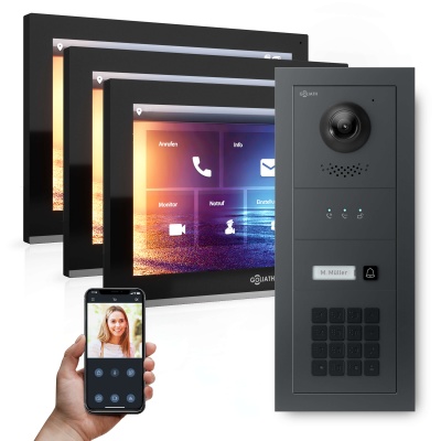 GOLIATH Hybrid IP Video Türsprechanlage 1-Fam 3x 10" HD Keypad 