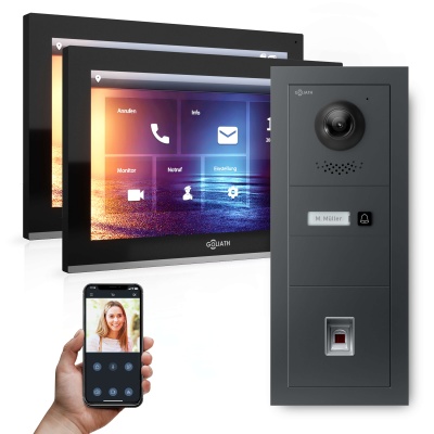 GOLIATH Hybrid IP Gegensprechanlage Anthrazit 2x 10" HD Fingerprint