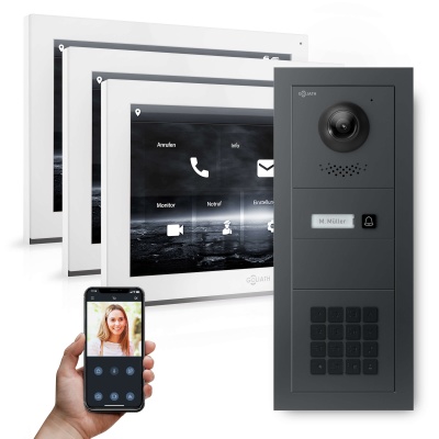 GOLIATH Hybrid IP Videotürsprechanlage Anthrazit 1 Fam 3x 10" HD Keypad