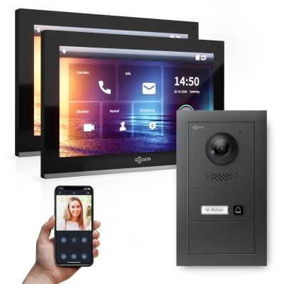 GOLIATH Hybrid IP Videotürsprechanlage Anthrazit 1-Fam 2x 10" HD