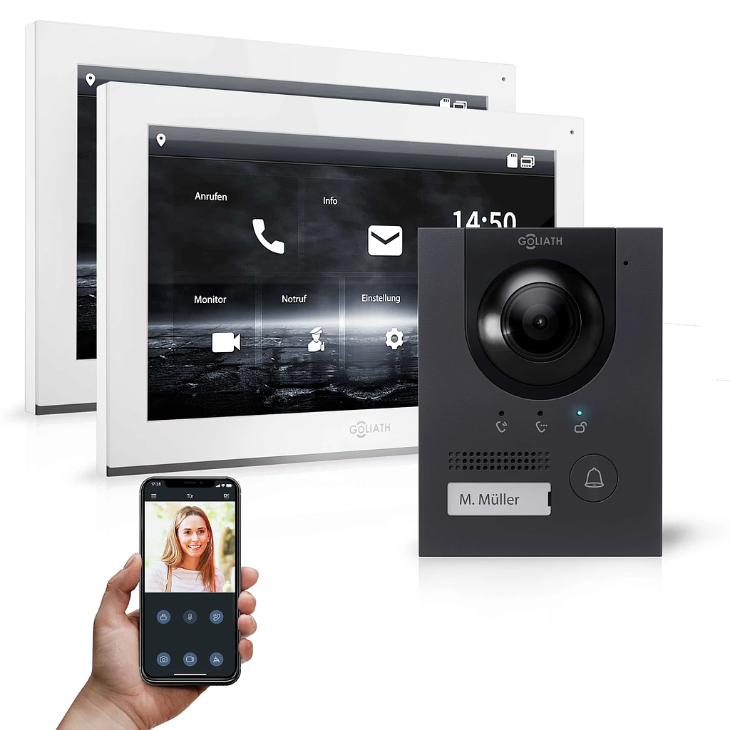 GOLIATH Hybrid IP Video Türsprechanlage 1-Familie 2x 10 Zoll Aufputz 180°
