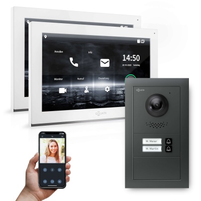 [AV-IPS-631] GOLIATH Hybrid IP Video Türsprechanlage Anthrazit 2-Fam 2x 10" HD 