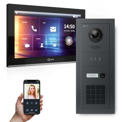 [AV-IPS-641] GOLIATH Hybrid IP Gegensprechanlage Anthrazit 10" HD Keypad 180° Kamera