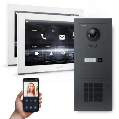 [AV-IPS-657] GOLIATH Hybrid IP Videotürsprechanlage Anthrazit 1-Fam 2x 10" HD 