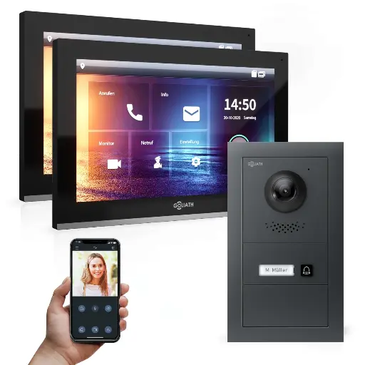 [AV-IPS-604] GOLIATH Hybrid IP Gegensprechanlage mit App Anthrazit 2x 10" Unterputz