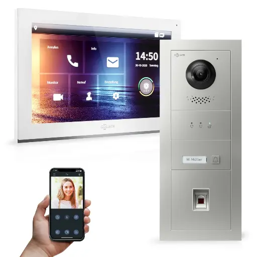 [AV-IPS-544] GOLIATH Hybrid IP Türsprechanlage10 Zoll HD Fingerprint Unterputz