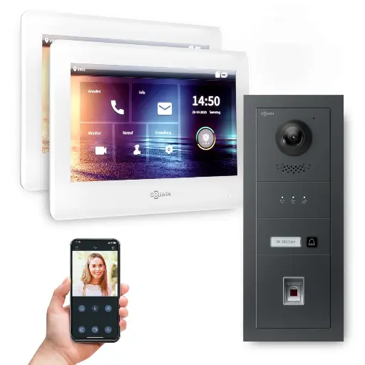 [AV-IPS-693] GOLIATH Hybrid IP Video Türsprechanlage mit App 1 Fam 2x7 Zoll Weiß 