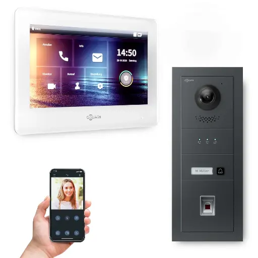 [AV-IPS-692] GOLIATH Hybrid IP Video Türsprechanlage mit App 1 Fam Anthrazit 7 Zoll Weiß