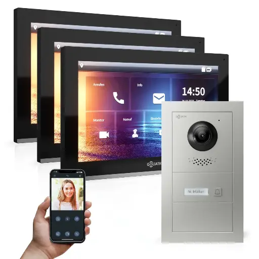 [AV-IPS-567] GOLIATH Hybrid IP Videotürsprechanlage App 1-Familie 3x 10 Zoll HD Aufputz