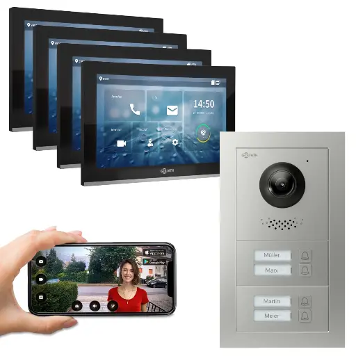 [AV-IPS-581] GOLIATH Hybrid IP Video Türsprechanlage App 4 Fam 4x10" HD Schwarz