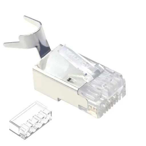 [VCE Cat7 Stecker] VCELINK 2. Gen. Netzwerkstecker Cat7 mit Einfädelhilfe und Knickschutz 10 Stück